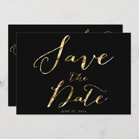 Black Wedding Save the Date Kaart Elegant (Voorkant / Achterkant)