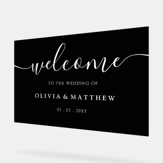 Black Wedding Welkom Acryl Bord (Hoek)