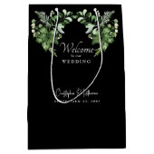 Black Wedding Welkom Greenery Favoriet Medium Cadeauzakje (Voorkant)