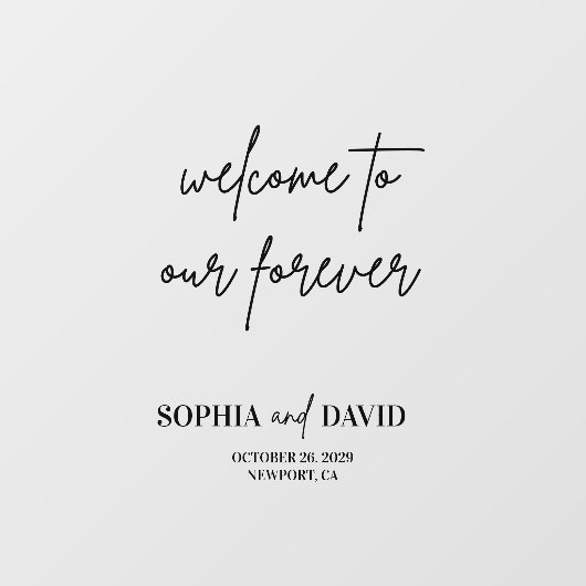 Black Welkom bij onze Forever Wedding Mirror Decal (Vel)