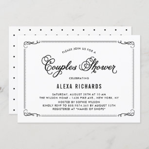 Black Whimsical Borders Couples Shower Invitation Kaart