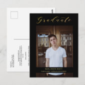 Black Whimsical Modern Calligraphy Foto Afstuderen Briefkaart (Voorkant / Achterkant)