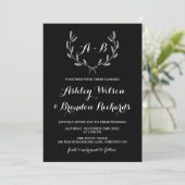 Black Whimsical Winter Wreath I Faire-part de mari (Debout devant)