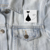 Black Whimsy Kat 4 Vierkante Button 5,1 Cm (In situ)