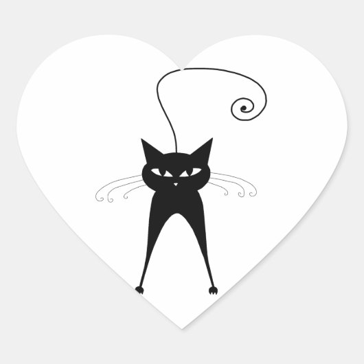 Black Whimsy Kat 6 Hart Sticker (Voorkant)