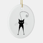 Black Whimsy Kat 6 Keramisch Ornament (Rechts)