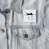 Black Whimsy Kat 7 Vierkante Button 5,1 Cm (In situ)