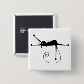 Black Whimsy Kat 7 Vierkante Button 5,1 Cm (Voorkant /achterkant)