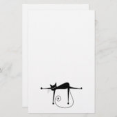 Black Whimsy Kat 8 Briefpapier (Voorkant / Achterkant)