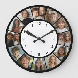 Black White 12 Photo Collage Modern Grote Klok