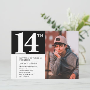 Black White 14e anniversaire invitation Chic Photo
