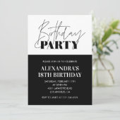 Black White 18e anniversaire invitations Fête (Debout devant)