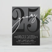 Black White 25e Jubileumfeest Kaart (Staand voorkant)