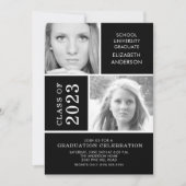Black & White 2 Photo Graduation Invitation (Devant)