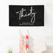 Black & White 30e verjaardagsfeest welkomstbanner Spandoek (Insitu)