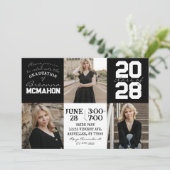 Black & White 3 Photo Graduation Invitation (Debout devant)
