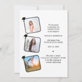 Black White 4 Cartes de Faire-part de diplôme phot (Dos)