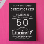 Black White 50th Birthday Invitation<br><div class="desc">Une sensation vintage pour cette carte d'anniversaire unique. Utilisez notre modèle pour n'importe quel âge,  ajoutez facilement les noms et les détails nécessaires à cette célébration spéciale.</div>