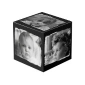 Black white 5 family pictures photo kubus (Voorkant hoekig)