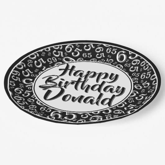 Black/White 65th Random Number Pattern Papieren Bordje (Gekanteld)