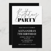 Black White 7e anniversaire invitations (Devant / Derrière)