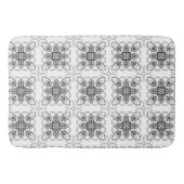 Black White Abstract Geometric Floral Pattern Badmat (Voorkant)