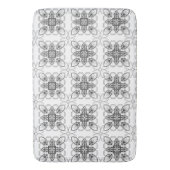 Black White Abstract Geometric Floral Pattern Badmat (Voorkant Verticaal)