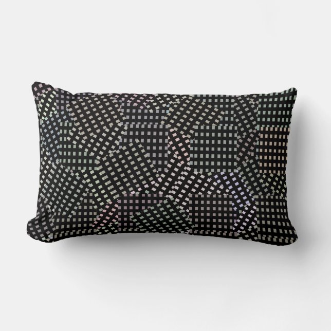 Black White Abstract Patchwork Checks Pattern Kussen (Voorkant)