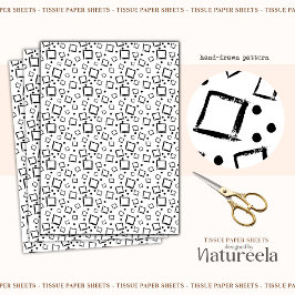 Black White Abstract Squares Collage Tissue Paper Tissuepapier