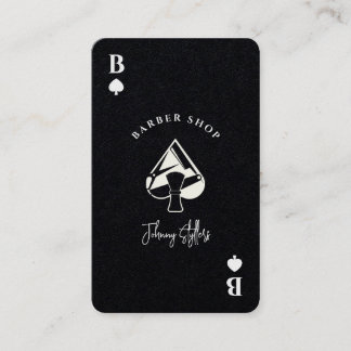 Black white Ace of spades barber shop Visitekaartje