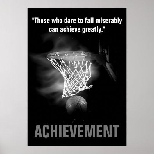 Black White Achievement Basketball Motivatie Poster (Voorkant)