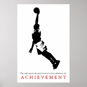 Black White Achievement Motivatie Basketball Poster