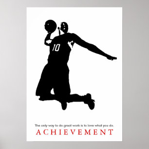 Black White Achievement Motivatie Basketball Poster
