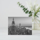 Black & White Aerial Uitzicht New York City Night Briefkaart (Staand voorkant)