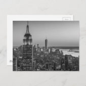 Black & White Aerial Uitzicht New York City Night Briefkaart (Voorkant / Achterkant)