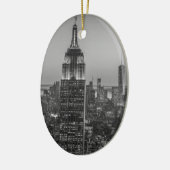 Black & White Aerial Uitzicht New York City Night Keramisch Ornament (Links)