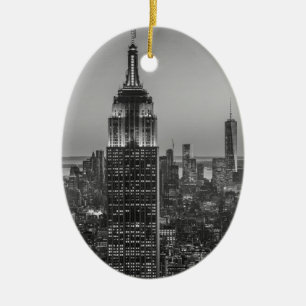 Black & White Aerial Uitzicht New York City Night Keramisch Ornament