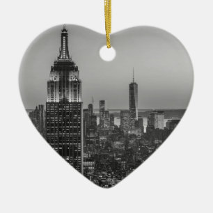 Black & White Aerial Uitzicht New York City Night Keramisch Ornament