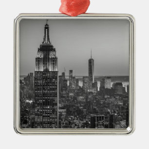 Black & White Aerial Uitzicht New York City Night Metalen Ornament