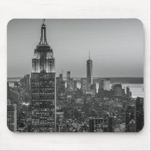Black & White Aerial Uitzicht New York City Night Muismat