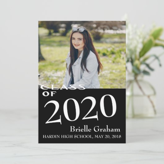 Black & White Afstuderen aangekondigd Aankondiging (Staand voorkant)