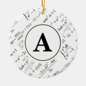 Black White Algebra Wiskunde Monogram Initiaal Keramisch Ornament (Voorkant)