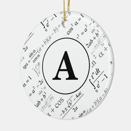 Black White Algebra Wiskunde Monogram Initiaal Keramisch Ornament (Links)
