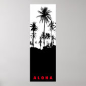 Black White Aloha Hawaii Palm Trepics Travel Poster (Voorkant)