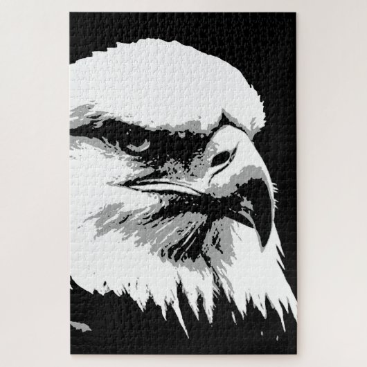 Black White American Bald Eagle Pop Art Legpuzzel (Verticaal)