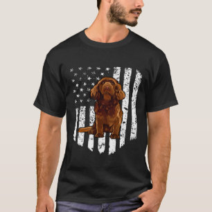 Black White American vlag Sussex spaniel 4th of Ju T-shirt