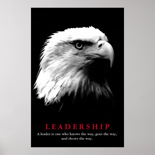 Black White Amerikaanse Eagle Leiderschap Motivati Poster (Voorkant)