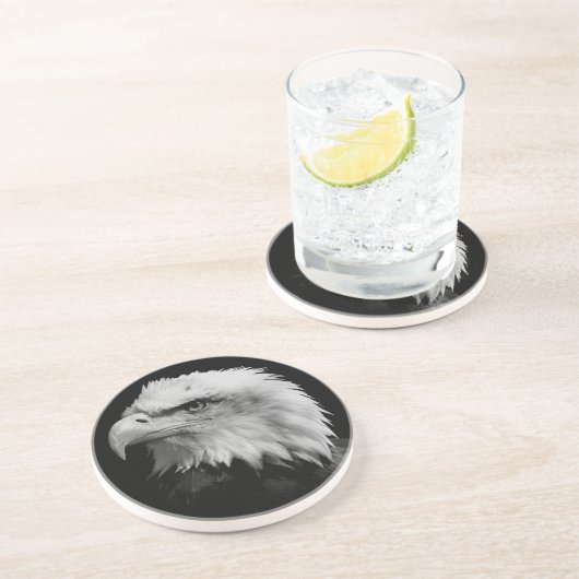 Black White Amerikaanse Eagle Leiderschap Motivati Zandsteen Onderzetter (Zijkant)