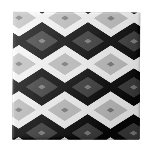 Black, white and grey diamond pattern tegeltje (Voorkant)