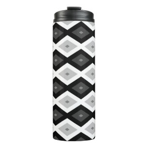 Black, white and grey diamond pattern thermosbeker